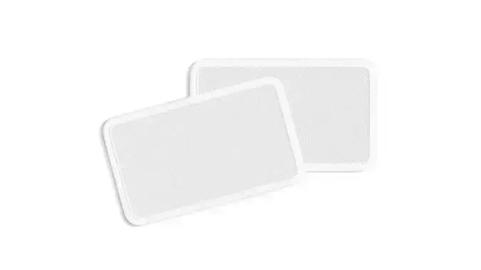 White Rectangular Embroidered Patch Stack - lying badge pair