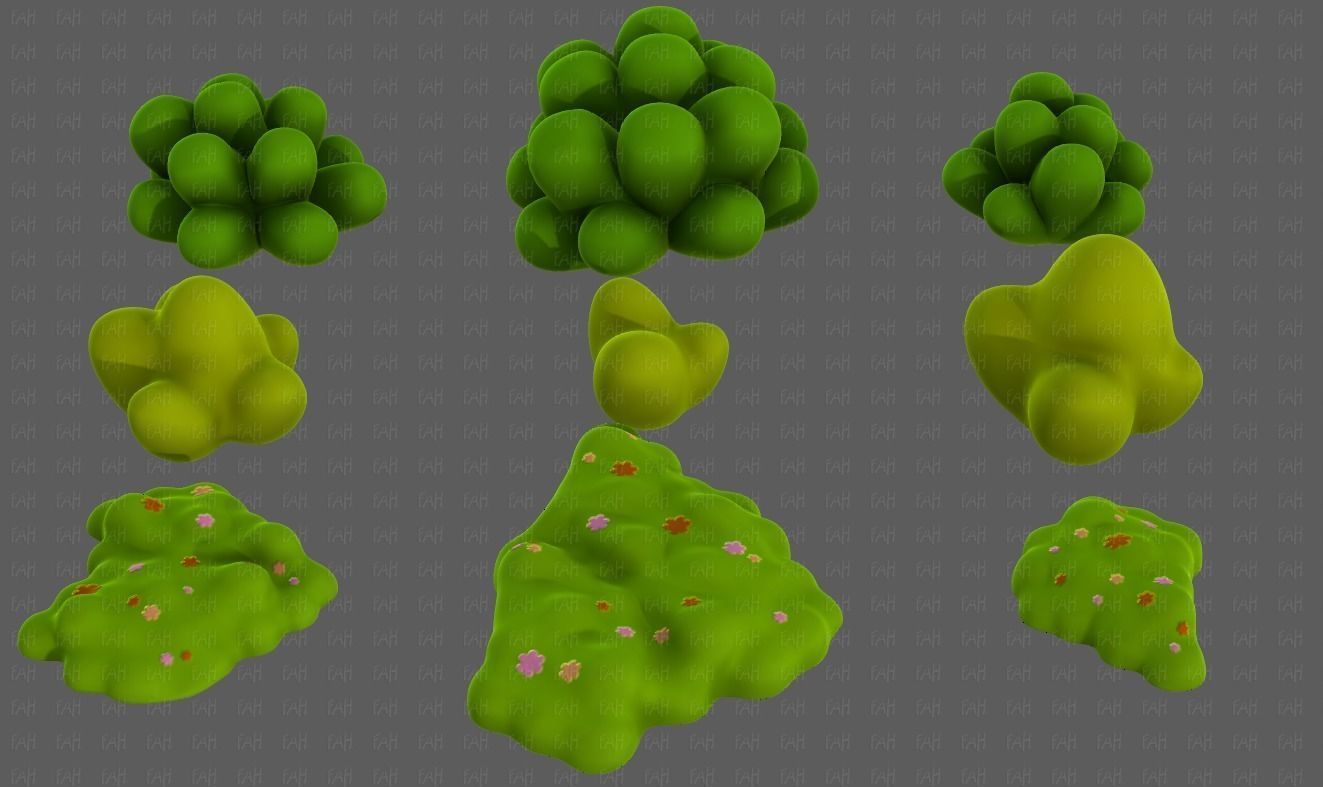 Trees Cartoon V62 Low-poly 3D model_3