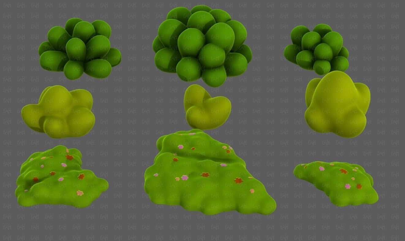 Trees Cartoon V62 Low-poly 3D model_8