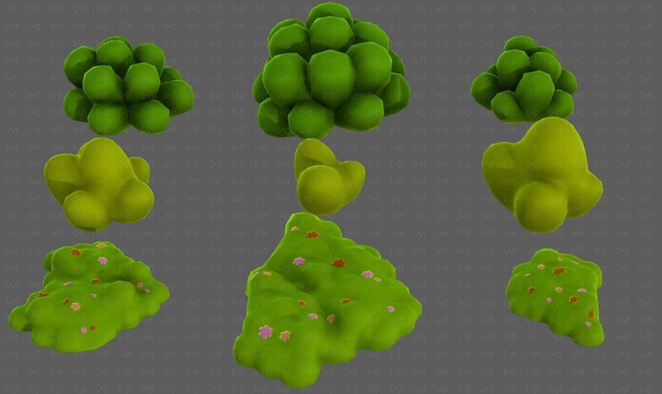 Trees Cartoon V62 Low-poly 3D model_19