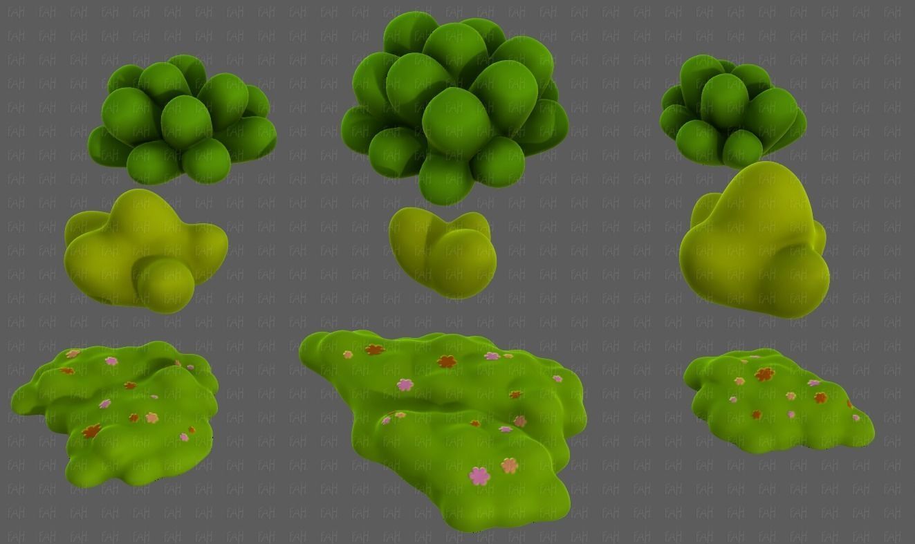 Trees Cartoon V62 Low-poly 3D model_4