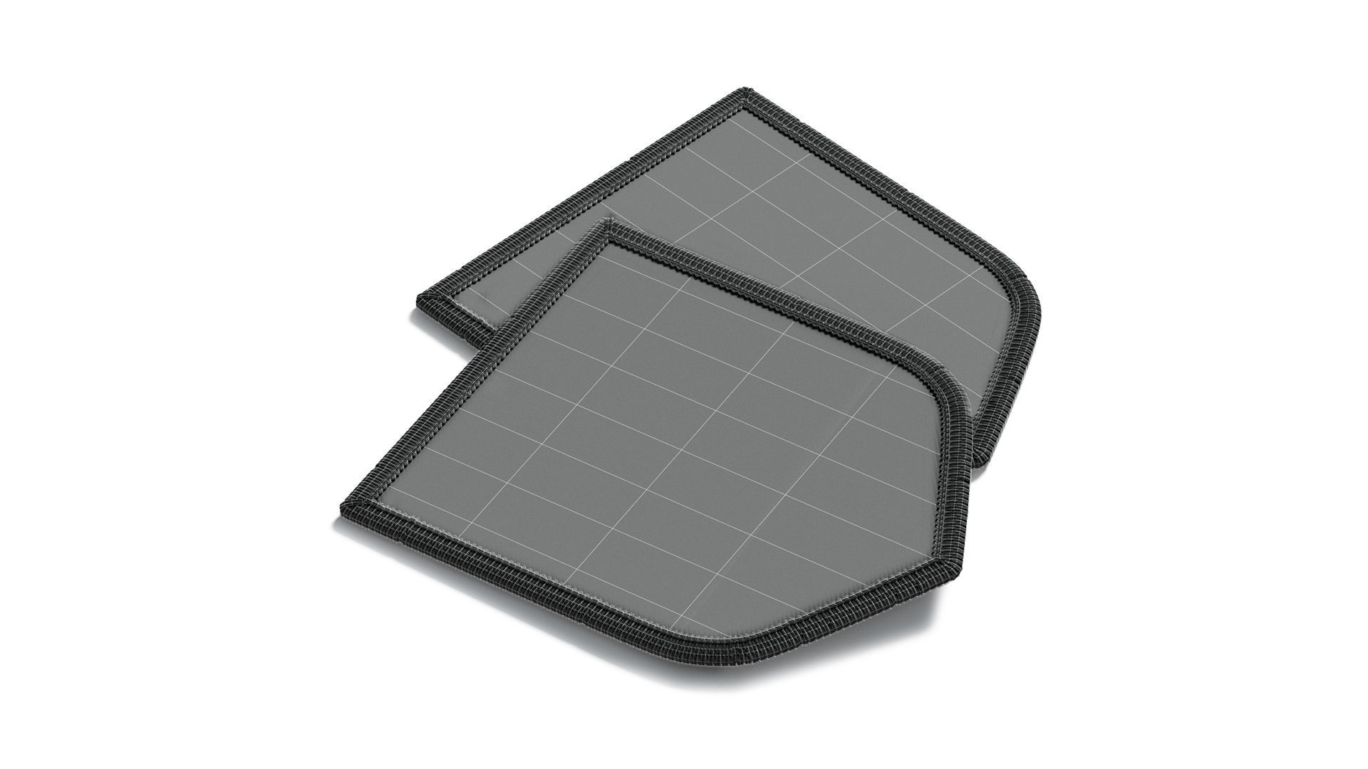 White Shield Embroidered Patch Stack - lying embroidery emblem 3D model_6