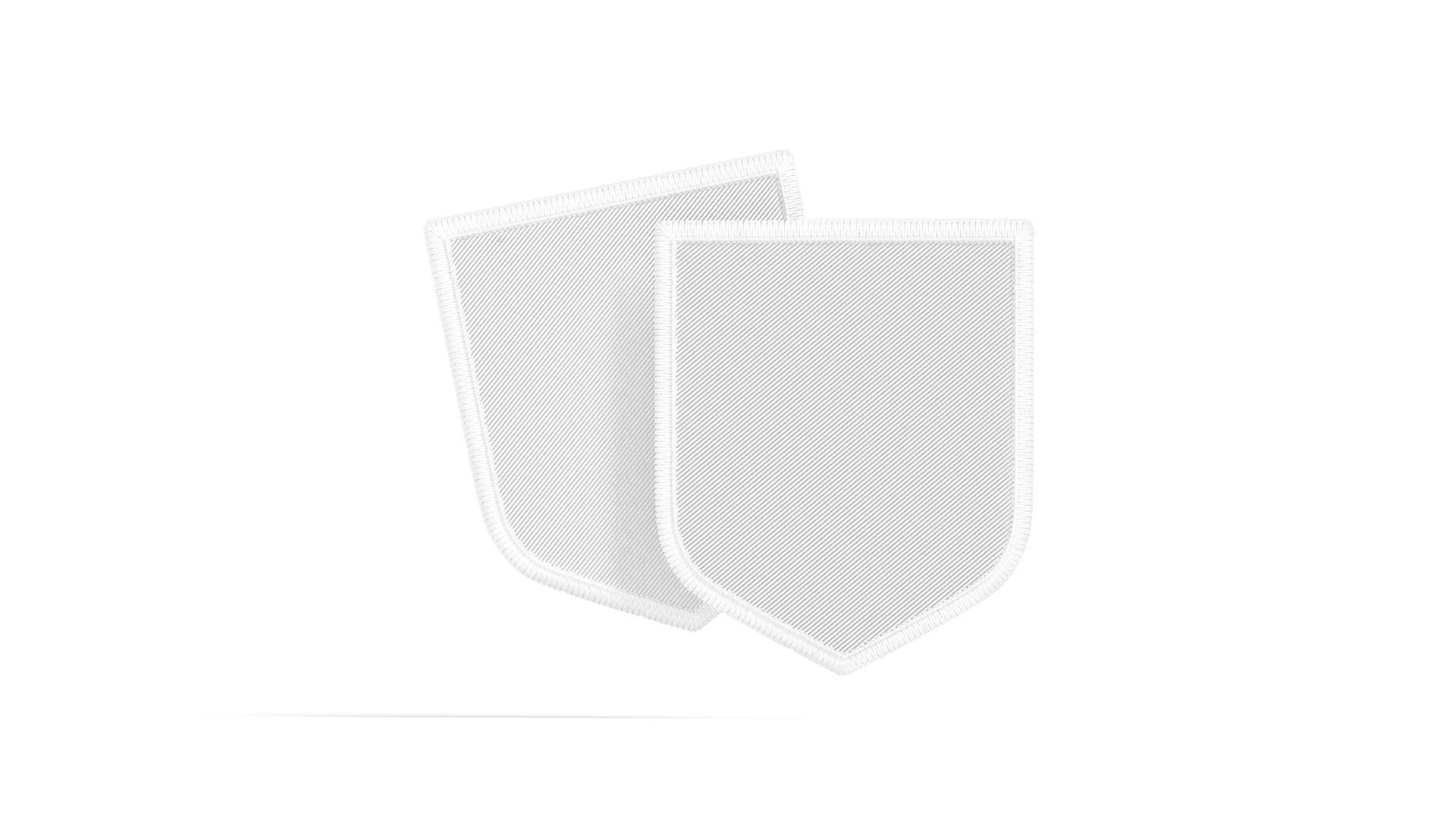 White Shield Embroidered Patch Stack - lying embroidery emblem 3D model_4