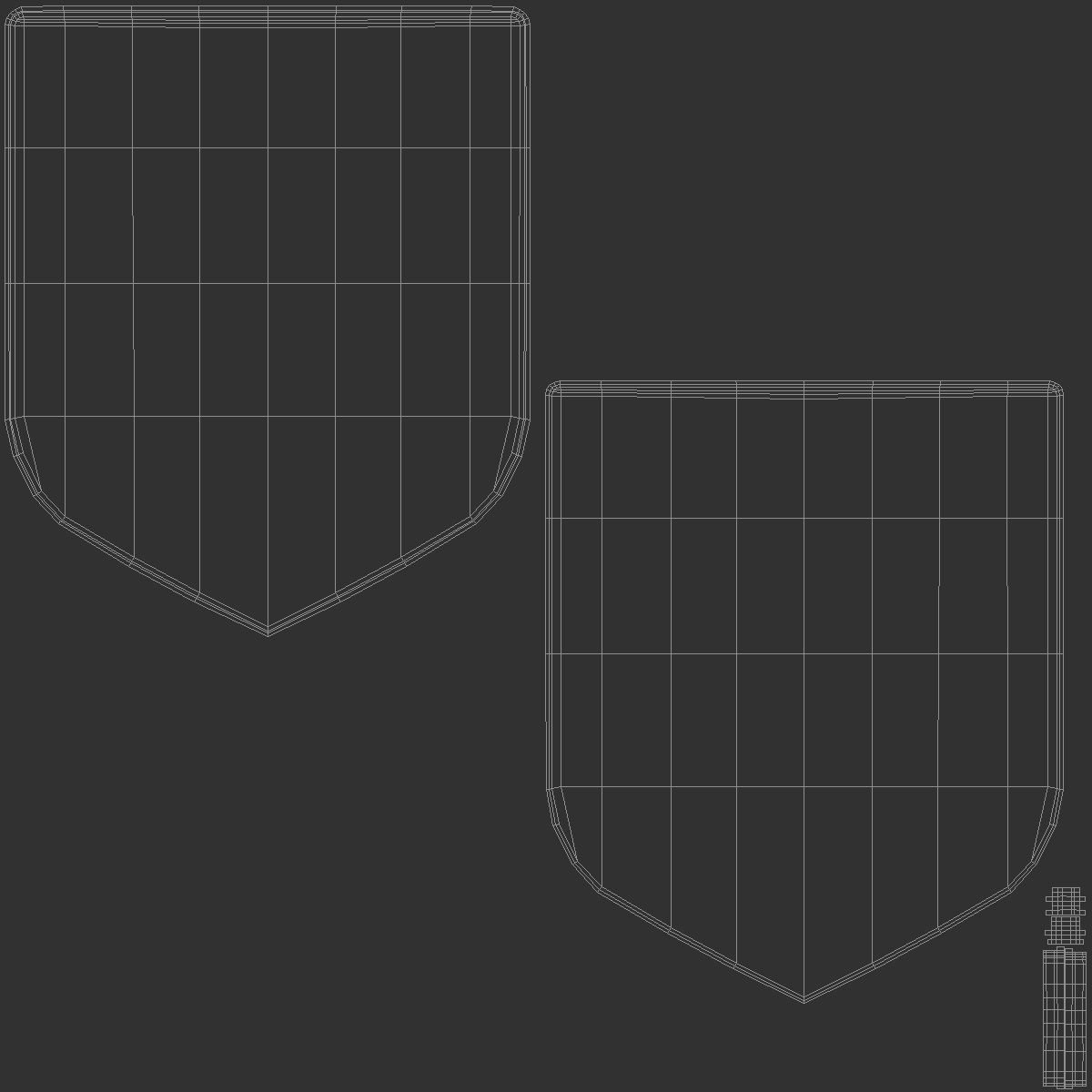 White Shield Embroidered Patch Stack - lying embroidery emblem 3D model_5