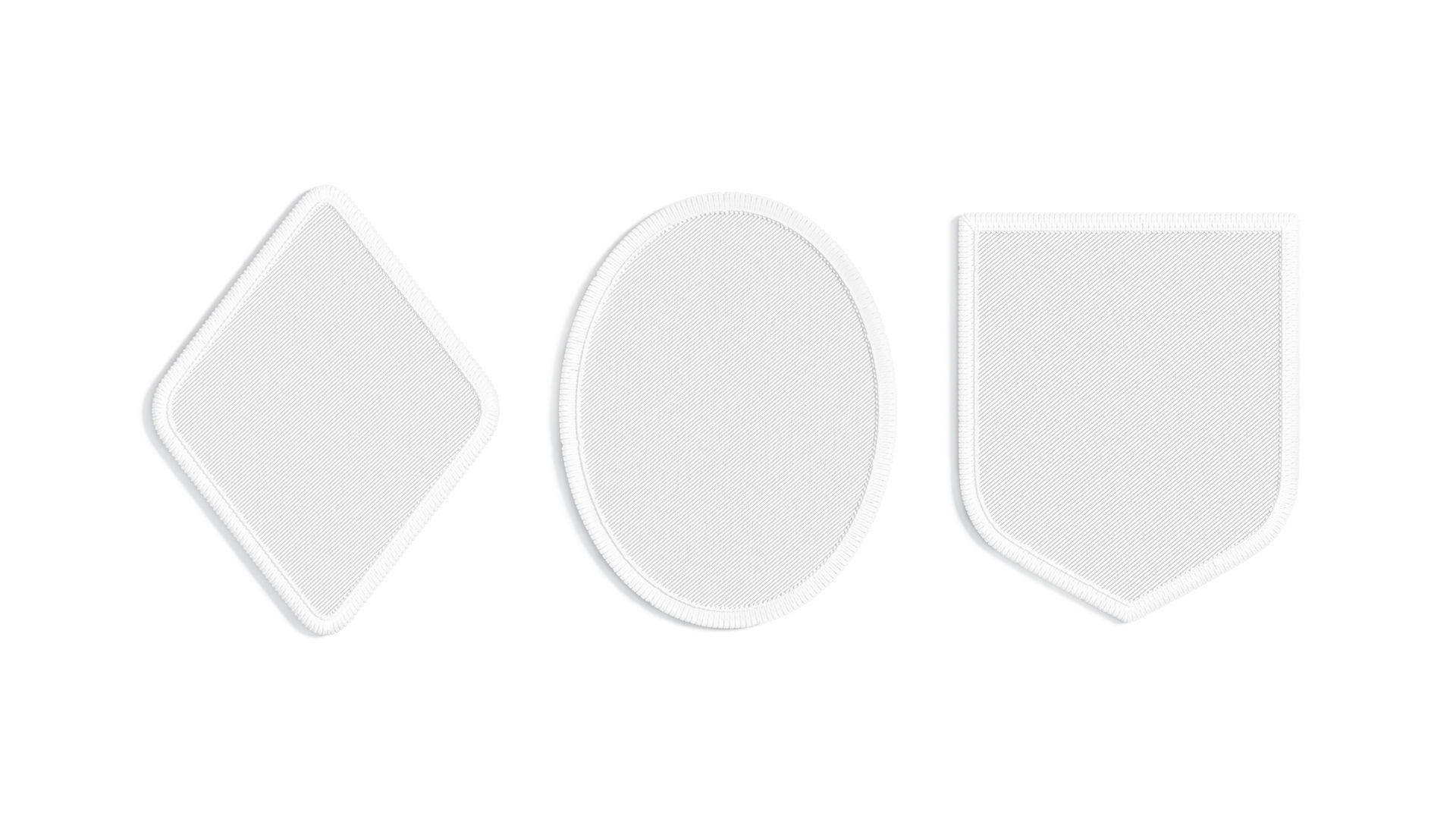 White Embroidered Patch Set - 11 shapes lying embroidery badges 3D model_4