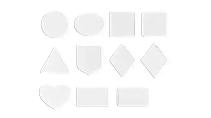 White Embroidered Patch Set - 11 shapes lying embroidery badges