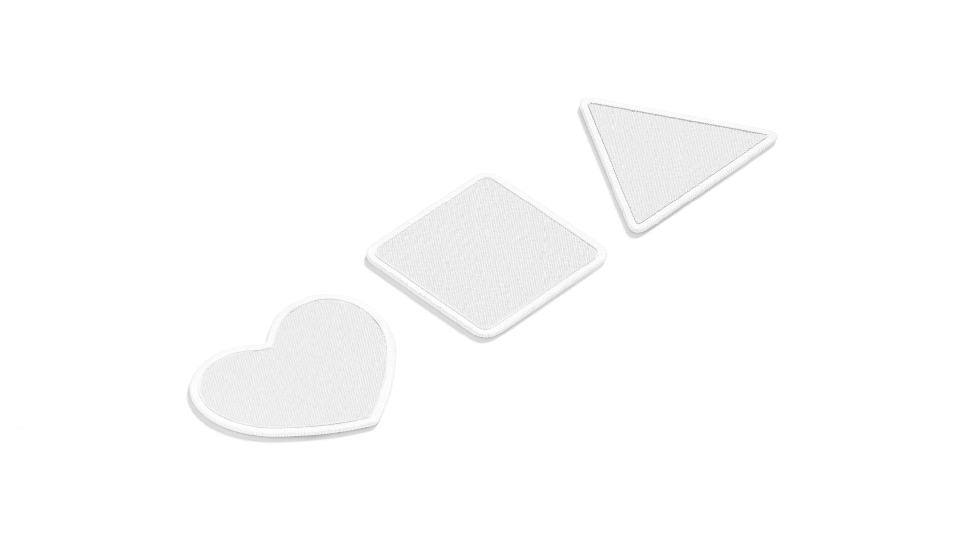 White Embroidered Patch Set - 11 shapes lying embroidery badges 3D model_2