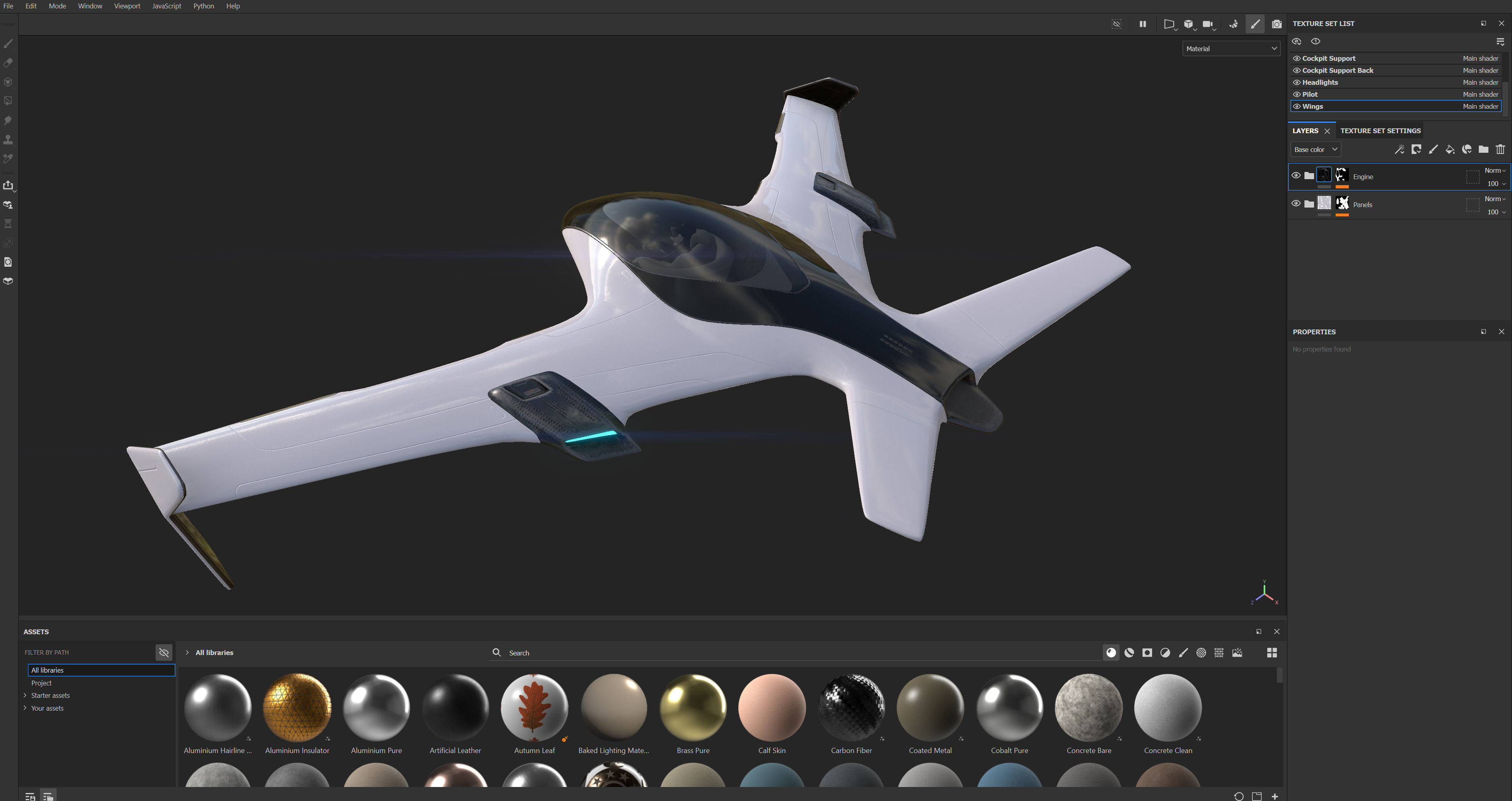Sci-Fit Jet Ship Aero Low-poly 3D model_4