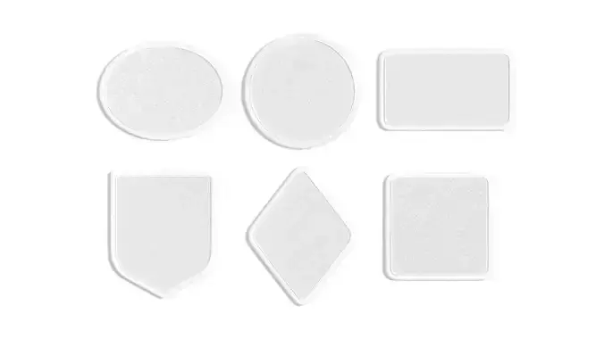 White Embroidered Patch Set - 6 shapes lying embroidery badges