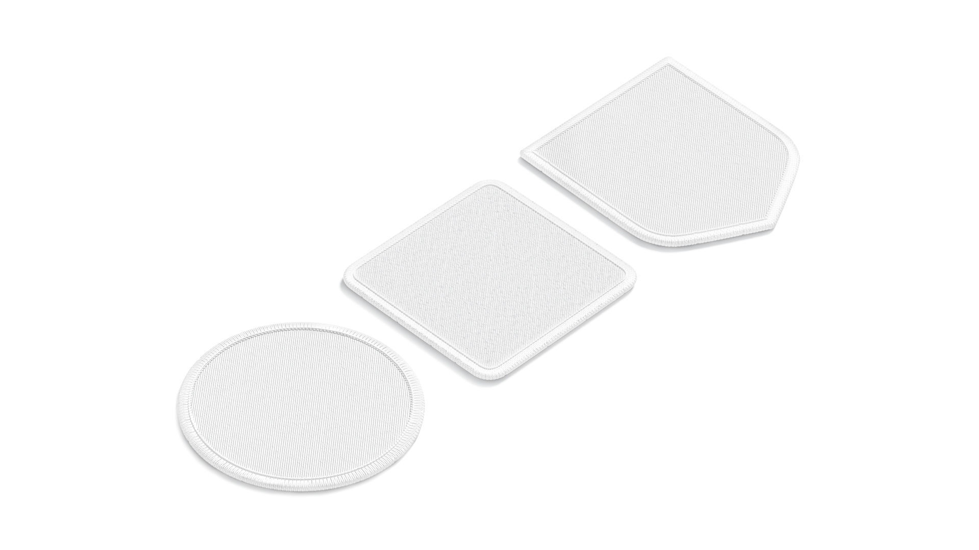 White Embroidered Patch Set - 6 shapes lying embroidery badges 3D model_2
