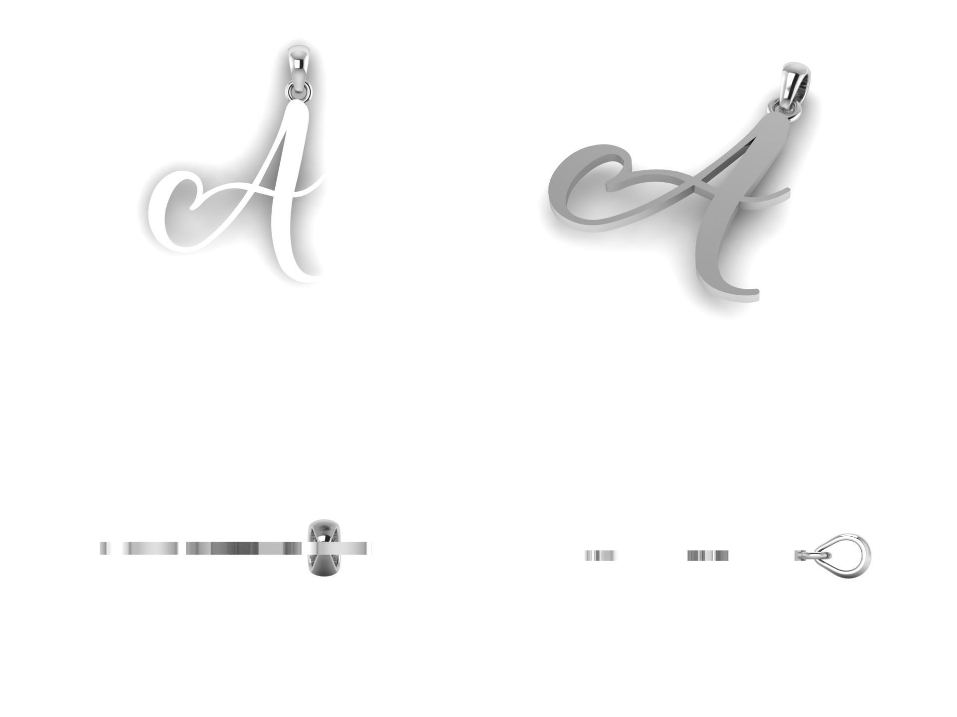 Amarillo Initial Pendant Letter   A 3D print model_10