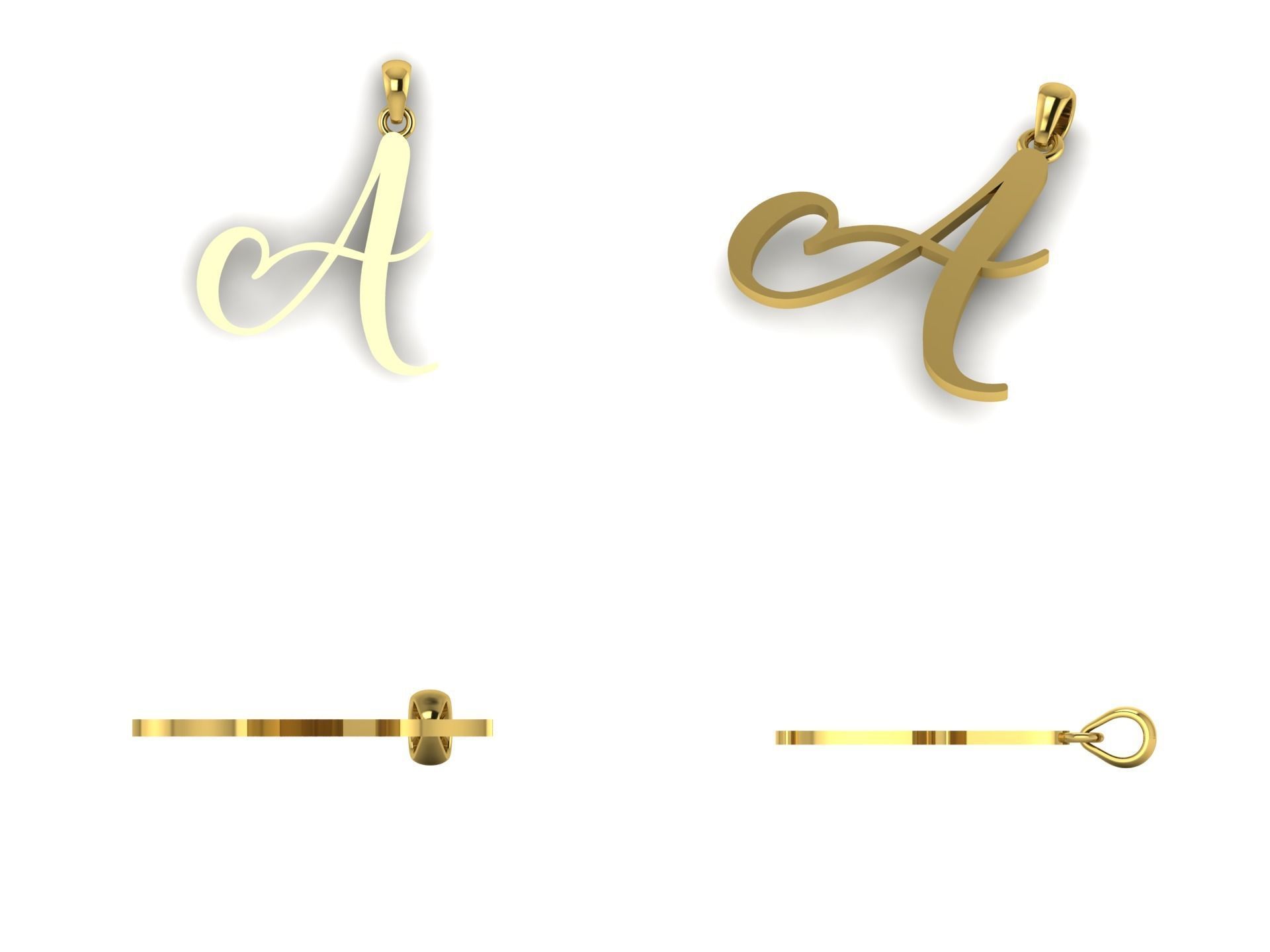 Amarillo Initial Pendant Letter   A 3D print model_8