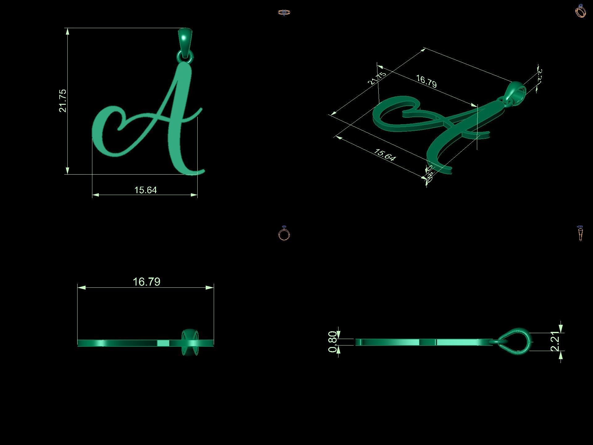 Amarillo Initial Pendant Letter   A 3D print model_11
