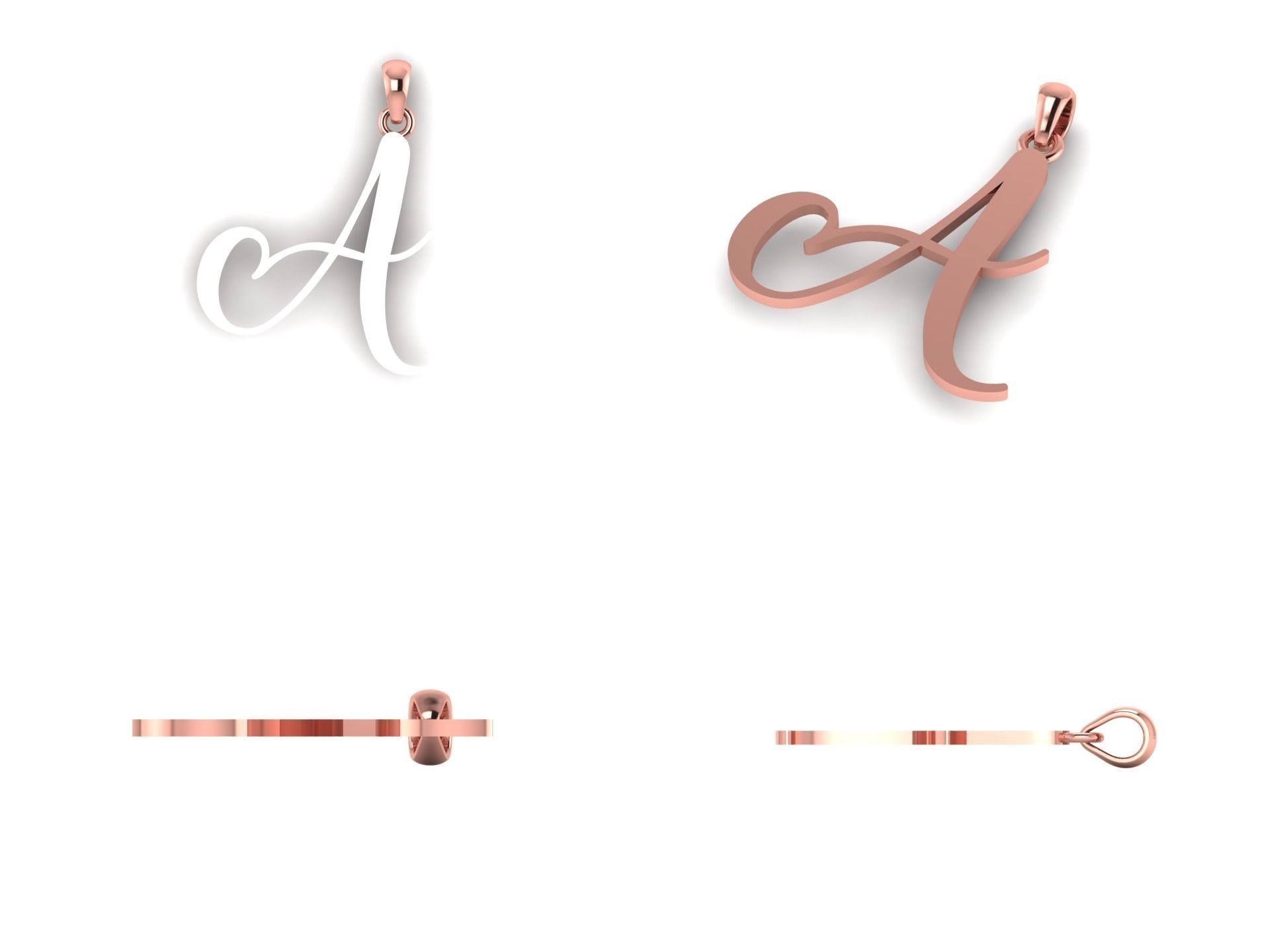 Amarillo Initial Pendant Letter   A 3D print model_9