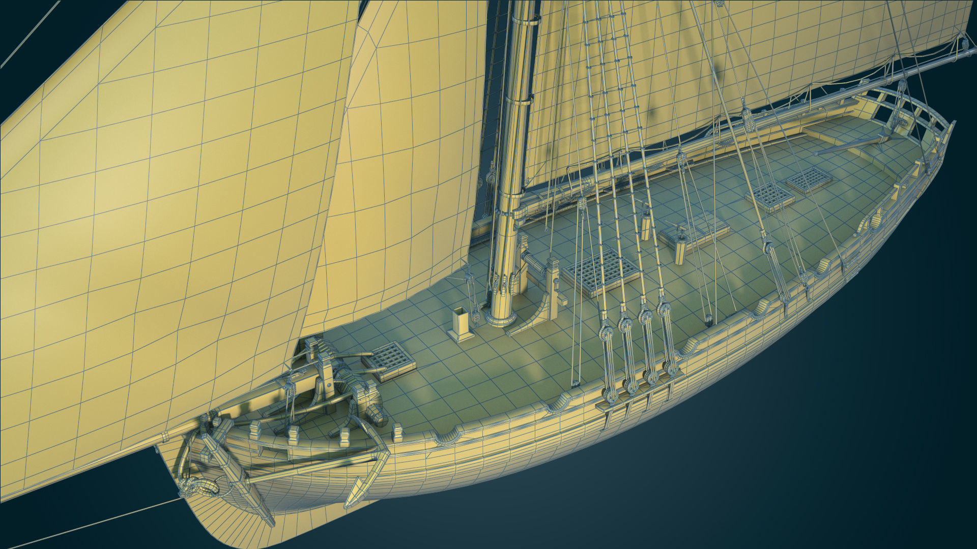 Cutter HMS Alert 1777 Low-poly 3D model_8