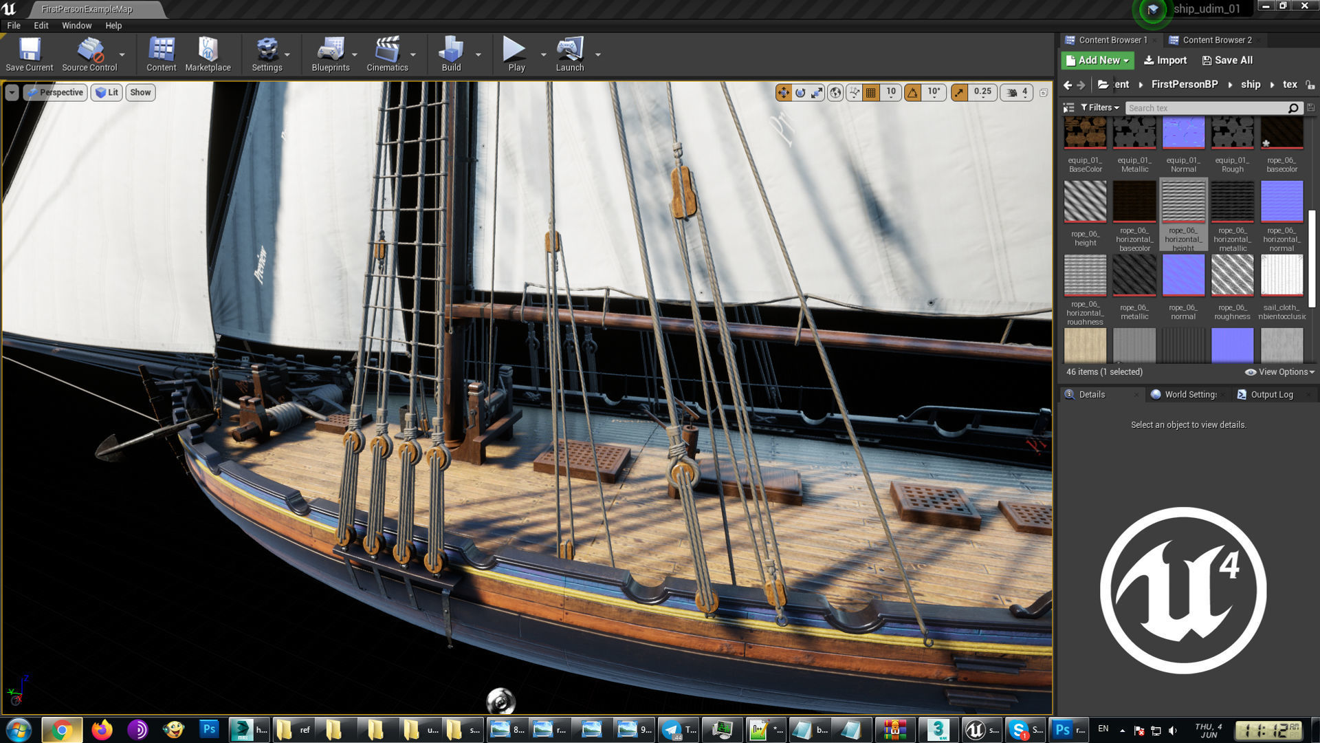 Cutter HMS Alert 1777 Low-poly 3D model_12