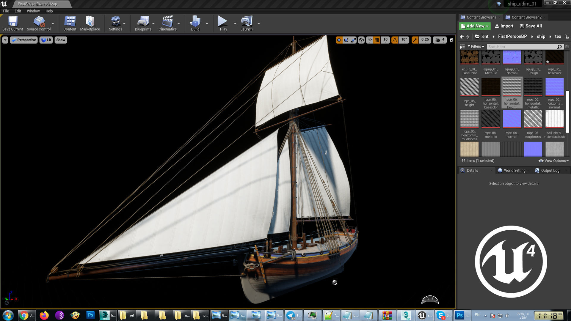 Cutter HMS Alert 1777 Low-poly 3D model_11
