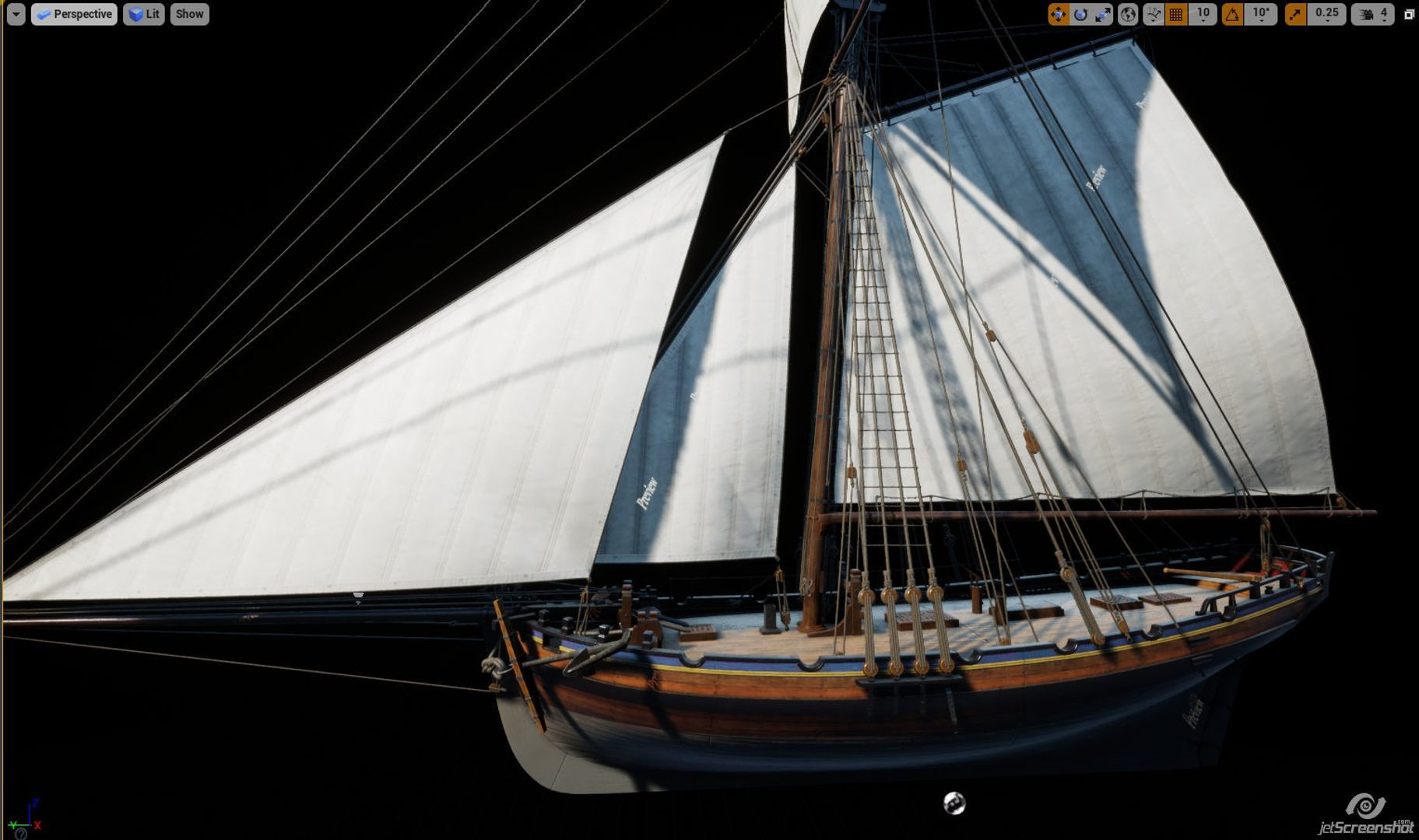 Cutter HMS Alert 1777 Low-poly 3D model_1