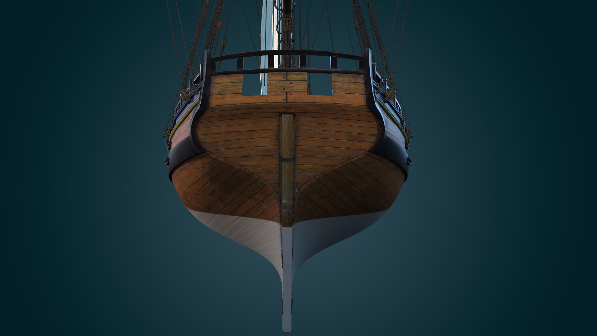 Cutter HMS Alert 1777 Low-poly 3D model_9