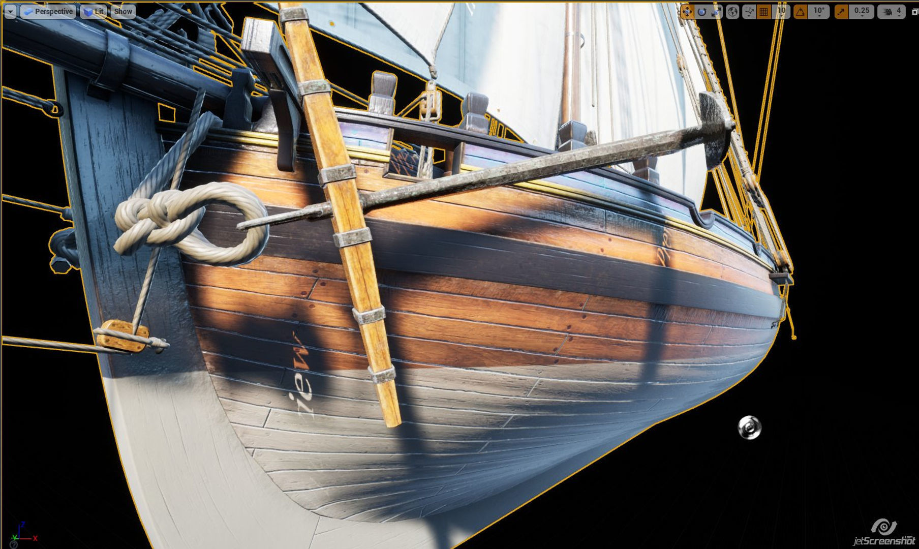 Cutter HMS Alert 1777 Low-poly 3D model_3