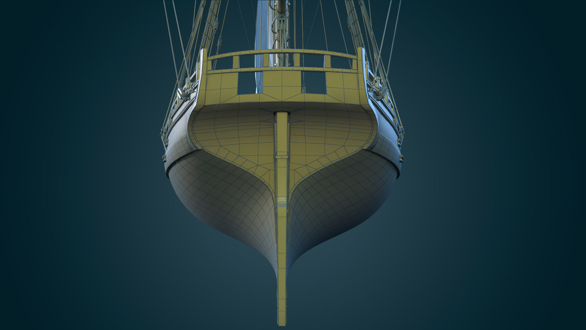 Cutter HMS Alert 1777 Low-poly 3D model_10