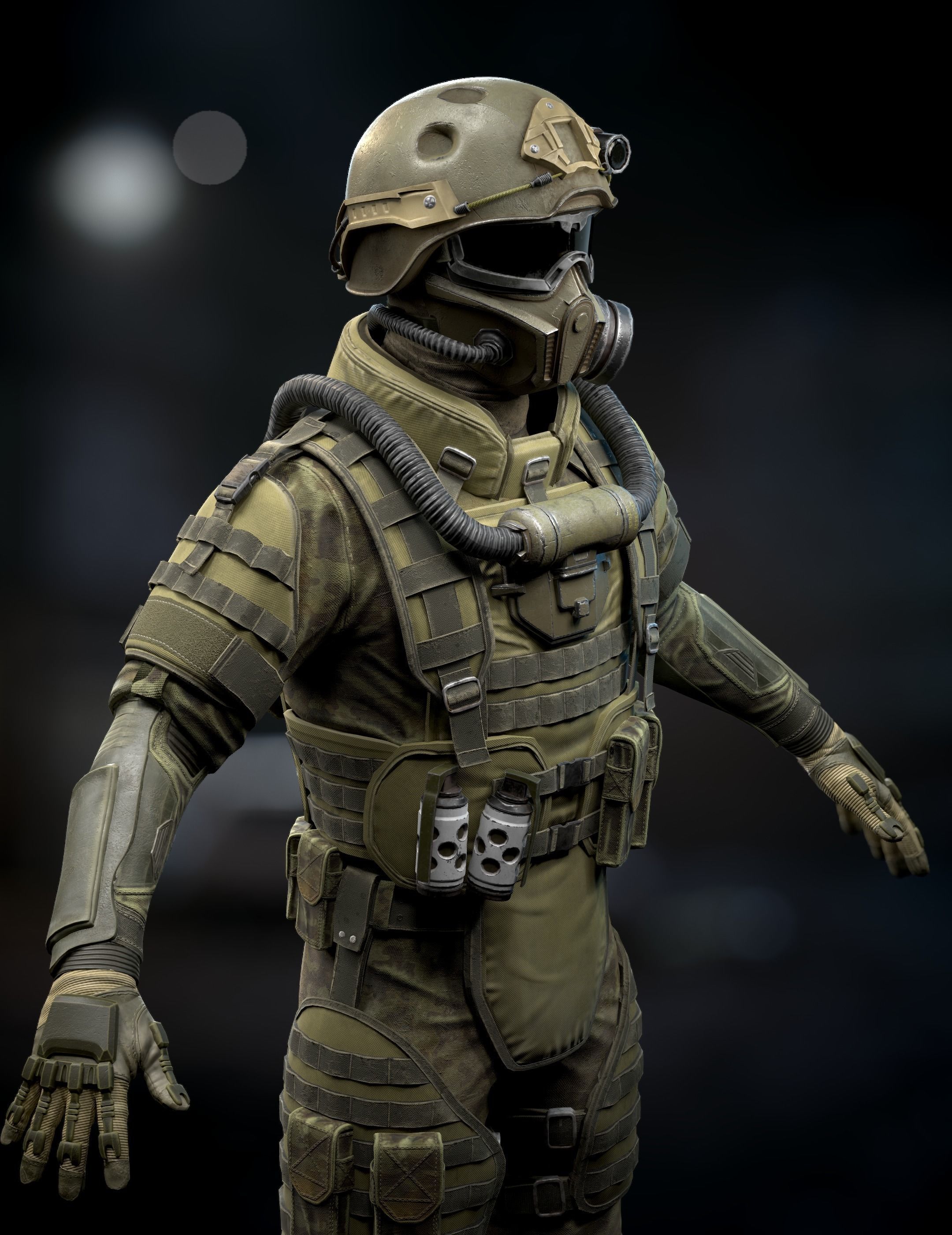 Modern Soldier Low-poly 3D model_4