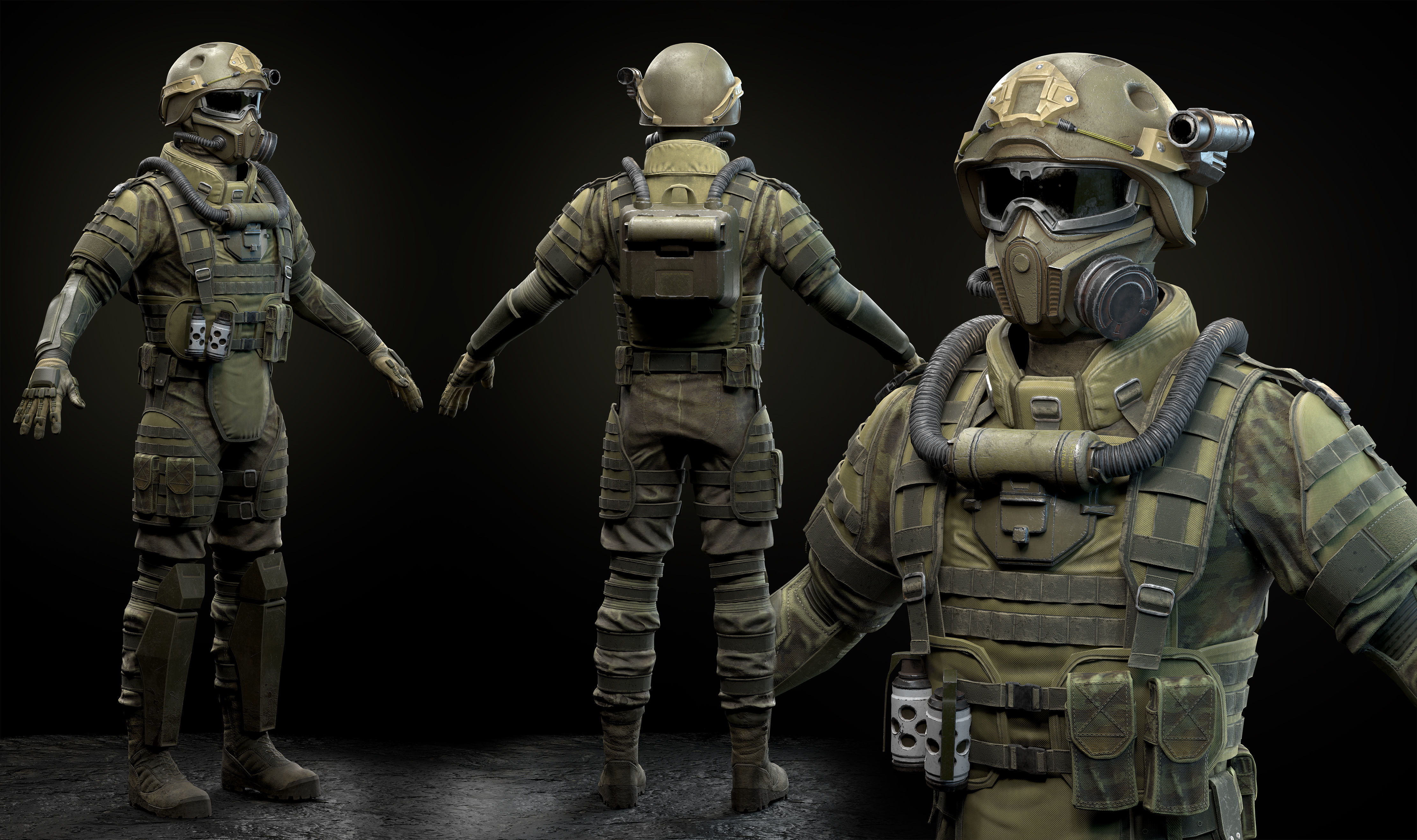 Modern Soldier Low-poly 3D model_3