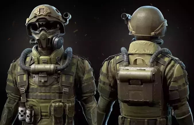 Modern Soldier Low-poly 3D model