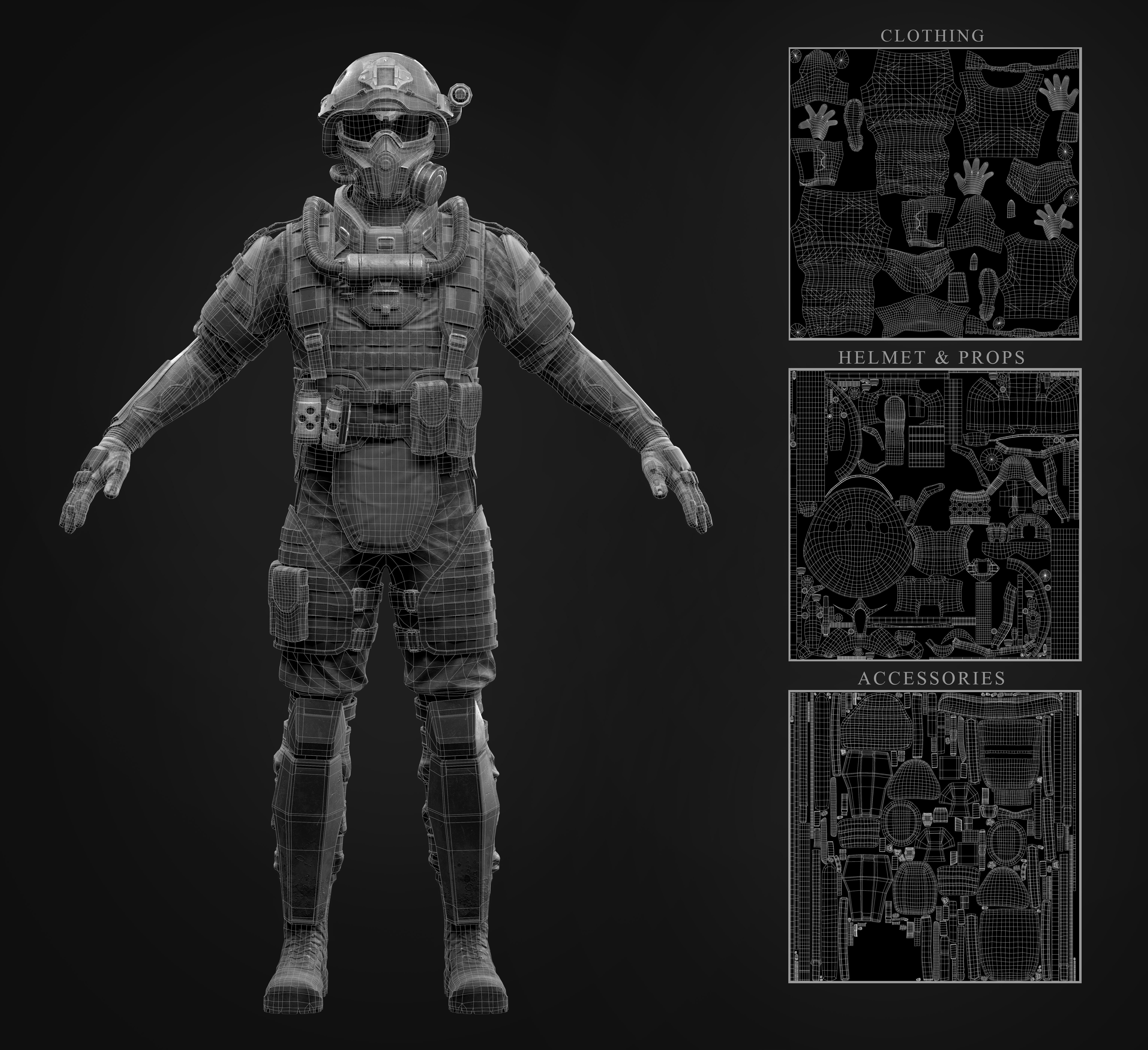Modern Soldier Low-poly 3D model_6