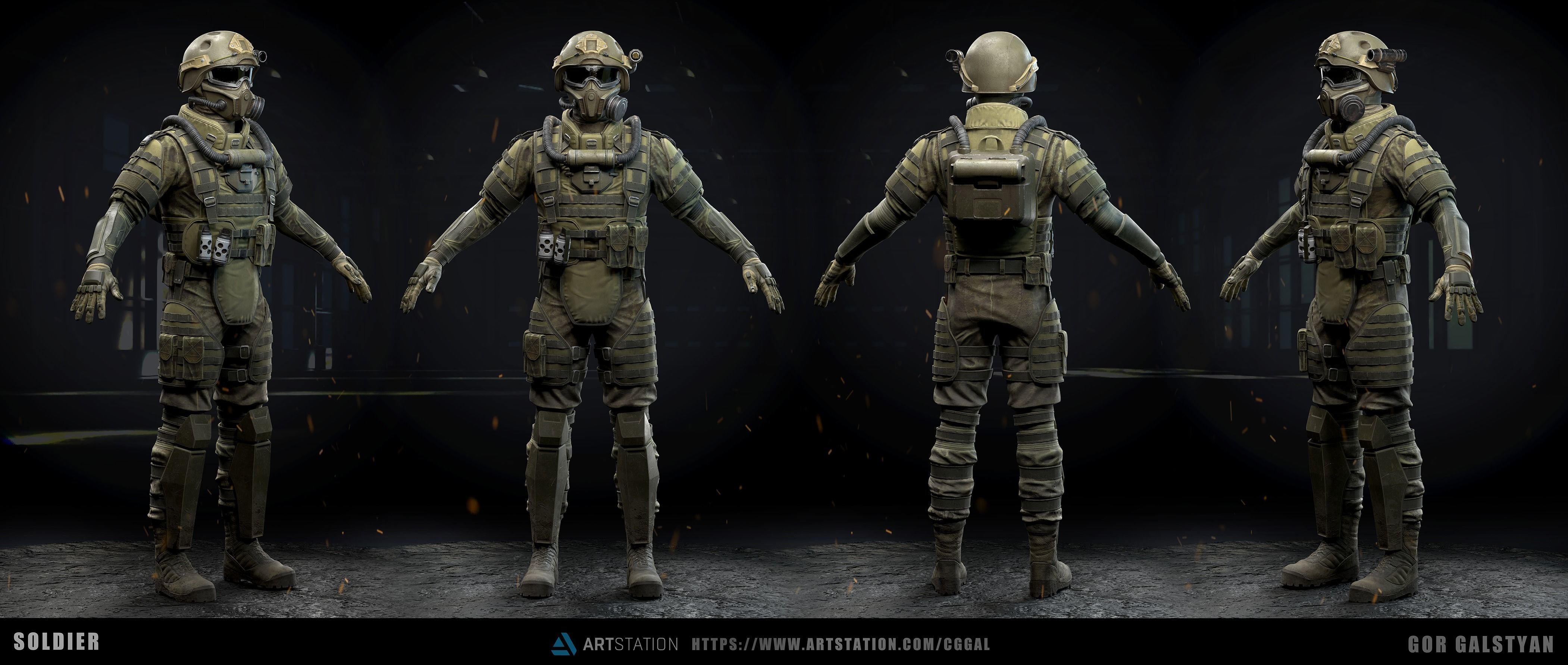 Modern Soldier Low-poly 3D model_2