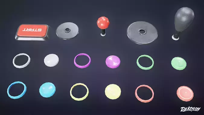 ARCADE - Joystick and Button 01 - LOW POLY