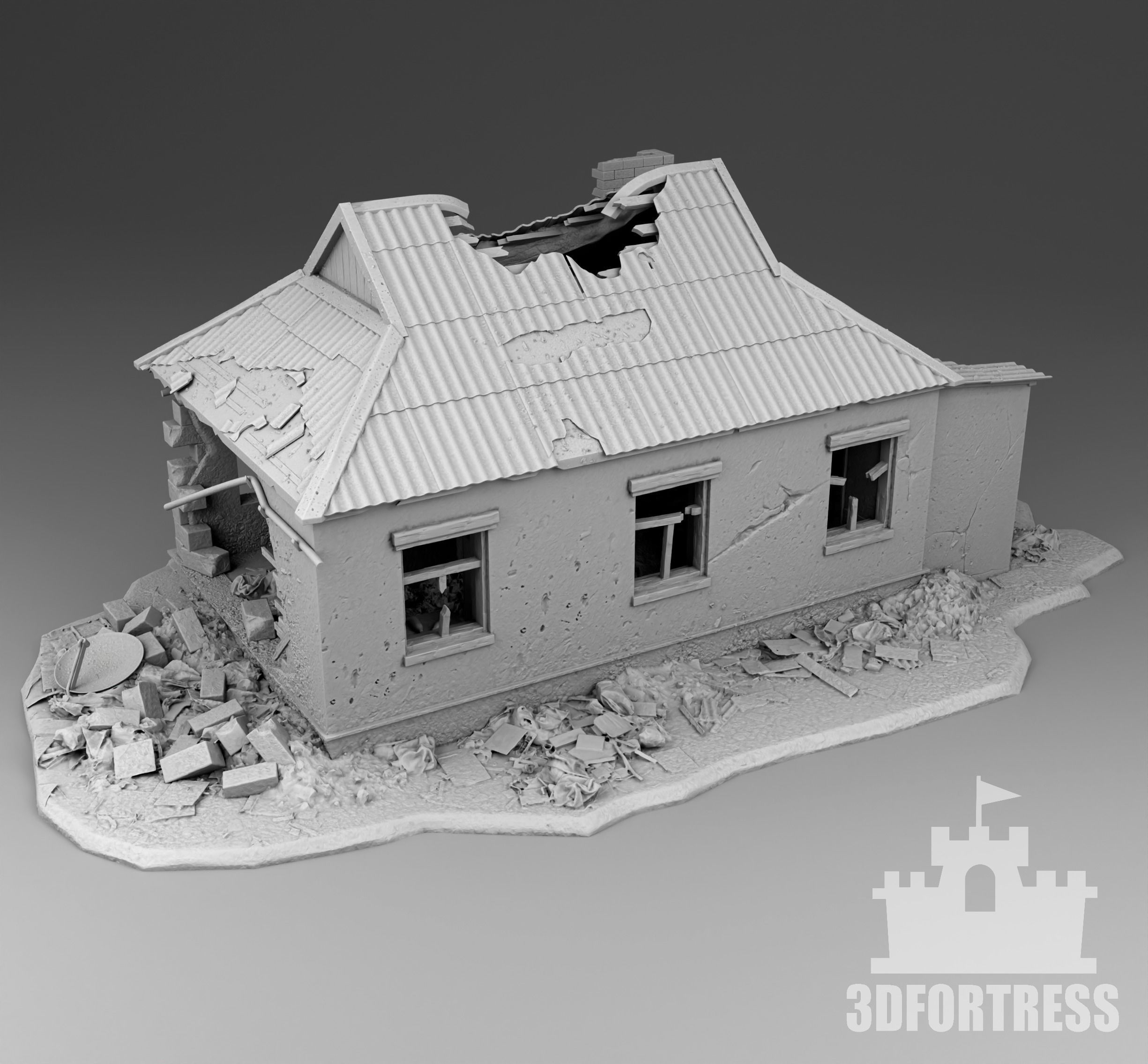The-house-is-heavily-shelled 3D print model_2