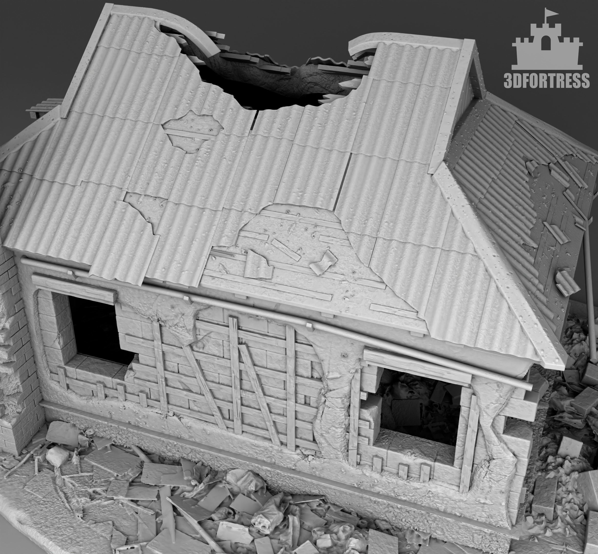 The-house-is-heavily-shelled 3D print model_5
