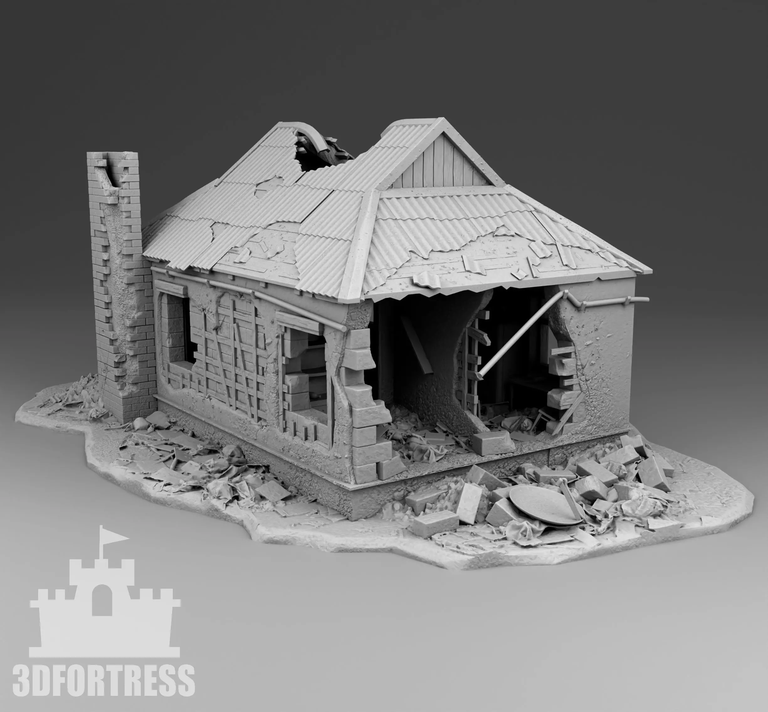 The-house-is-heavily-shelled 3D print model_0