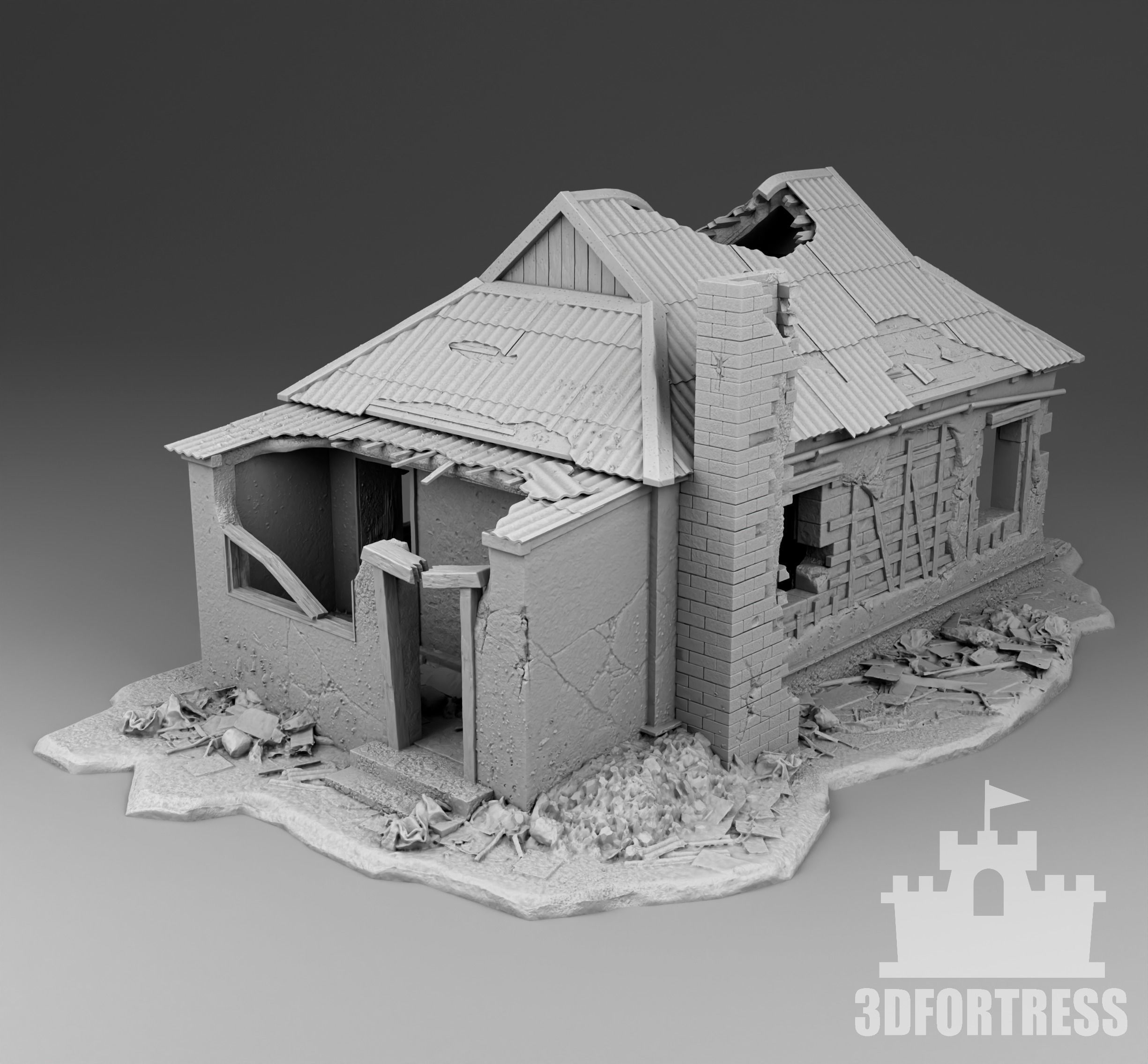 The-house-is-heavily-shelled 3D print model_1