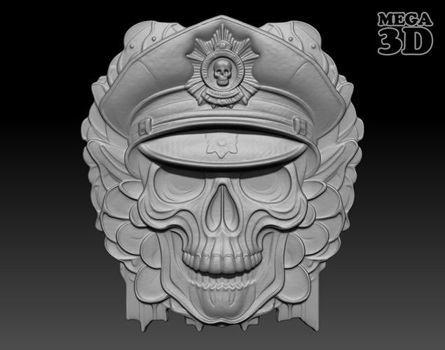 Police Skull basrelief 240517 01 3D print model