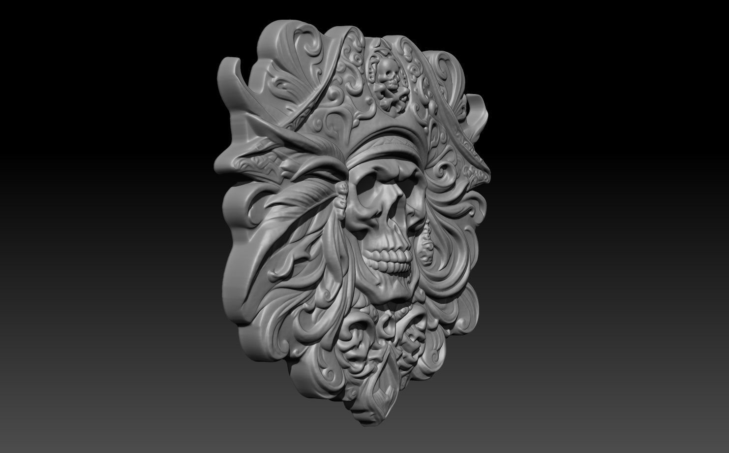 Pirate Skull basrelief 240517 07 3D print model_2
