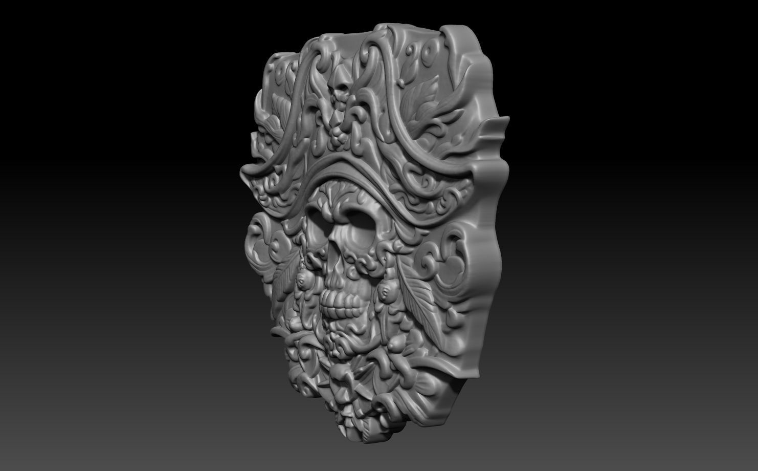 Pirate Skull basrelief 240517 06 3D print model_1