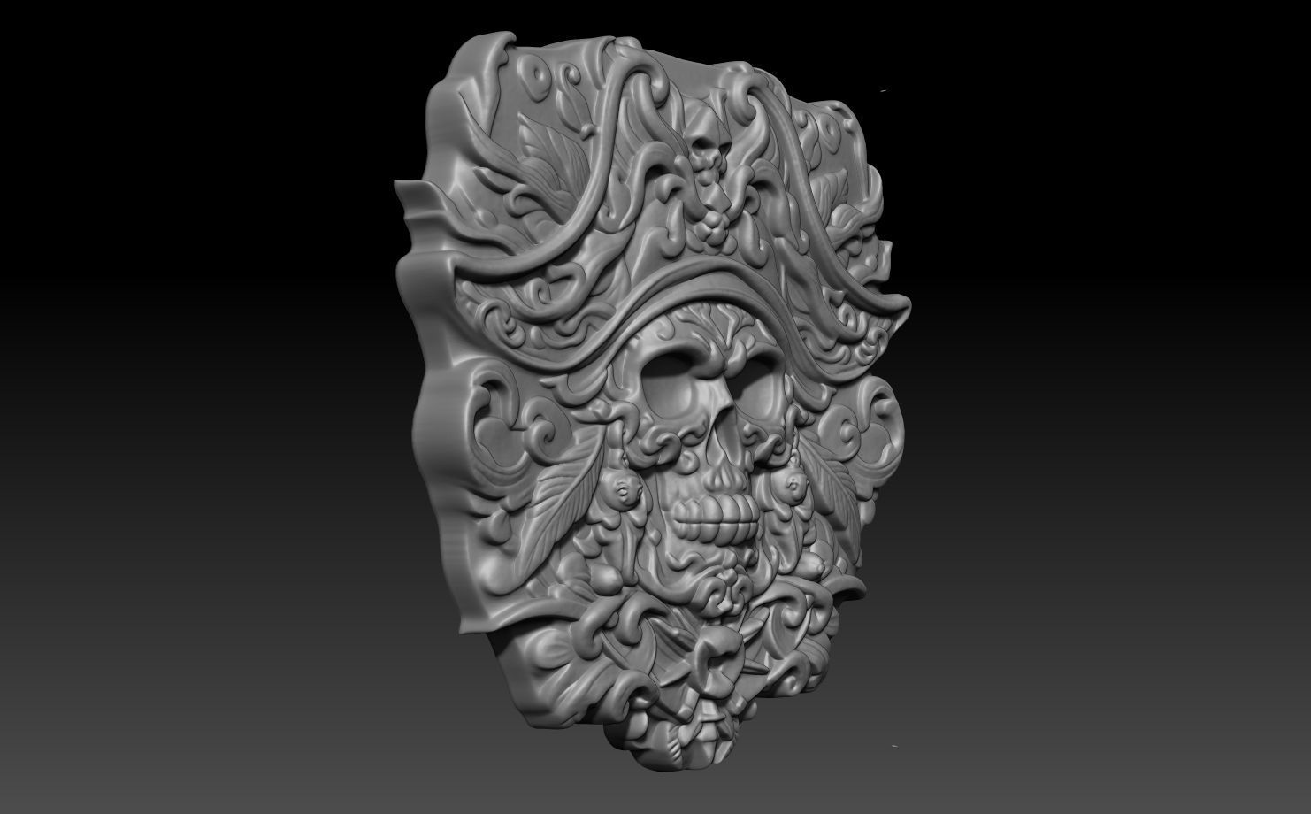 Pirate Skull basrelief 240517 06 3D print model_2
