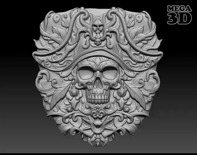 Pirate Skull basrelief 240517 06