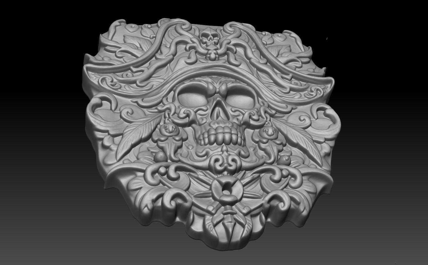 Pirate Skull basrelief 240517 06 3D print model_4