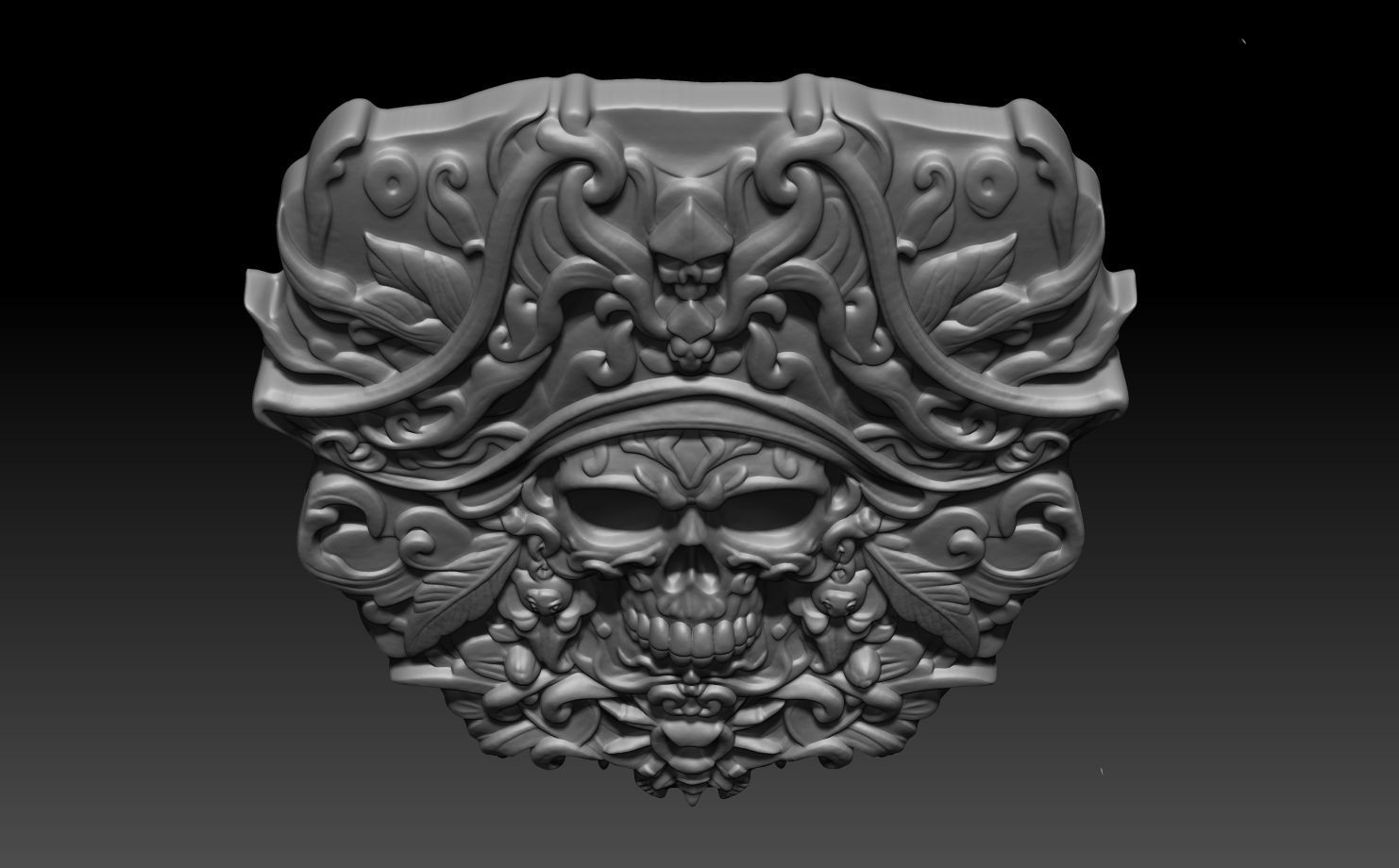 Pirate Skull basrelief 240517 06 3D print model_3