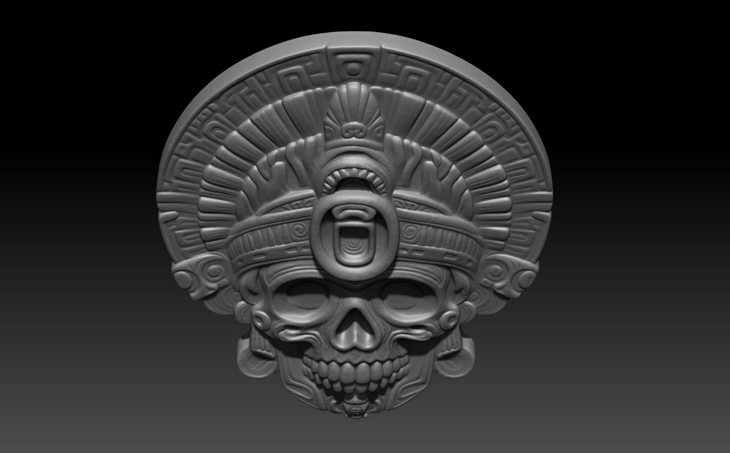 Mayan Skull basrelief 240517 02 3D print model_3