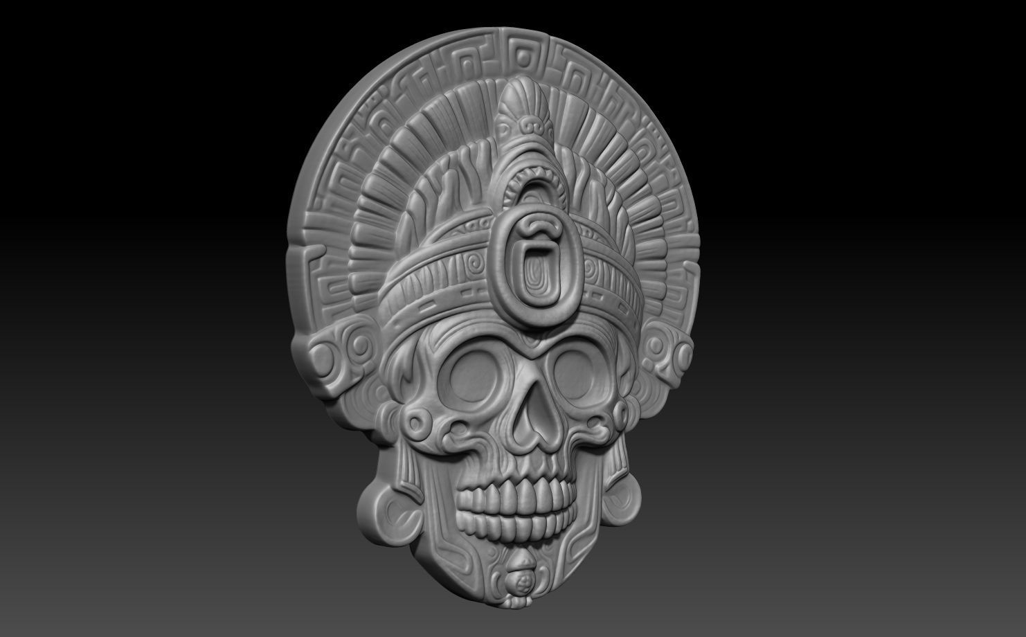 Mayan Skull basrelief 240517 02 3D print model_2