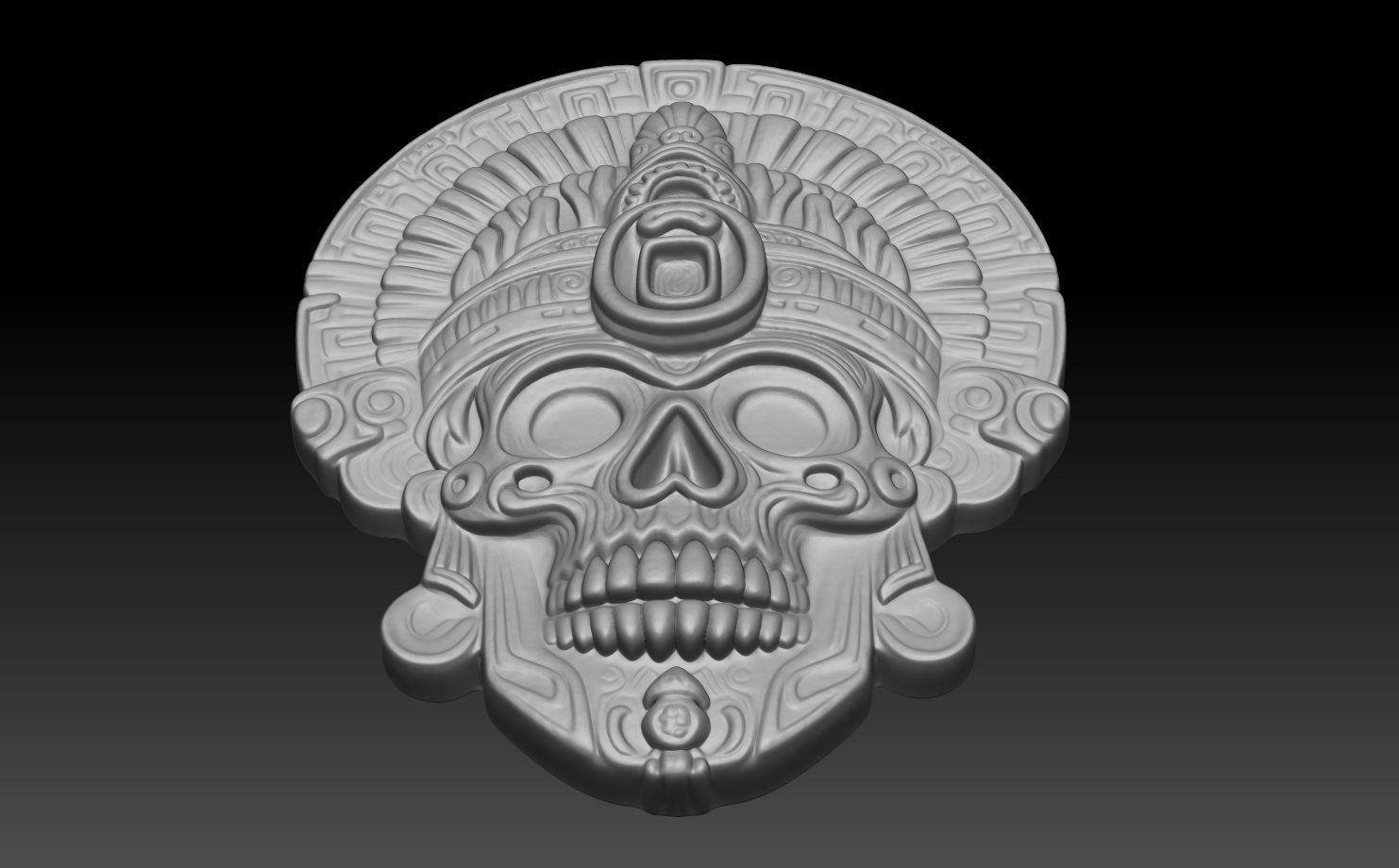 Mayan Skull basrelief 240517 02 3D print model_4