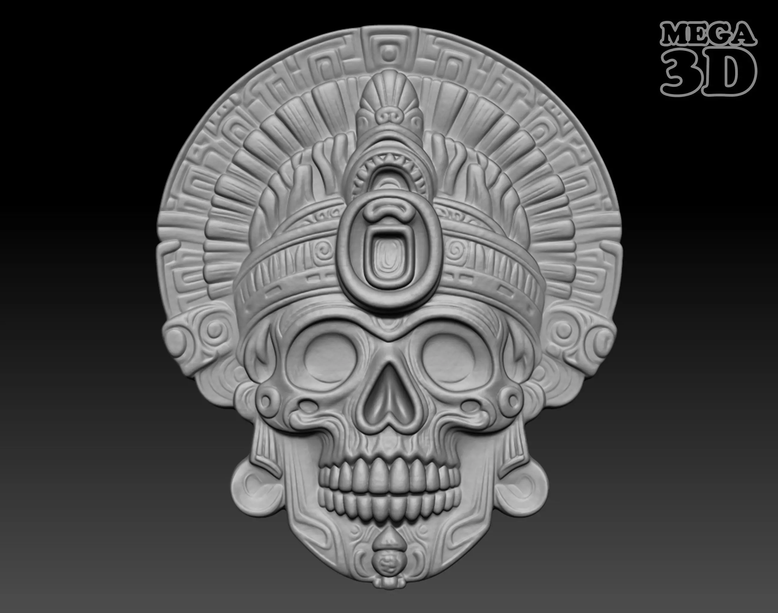 Mayan Skull basrelief 240517 02 3D print model_0