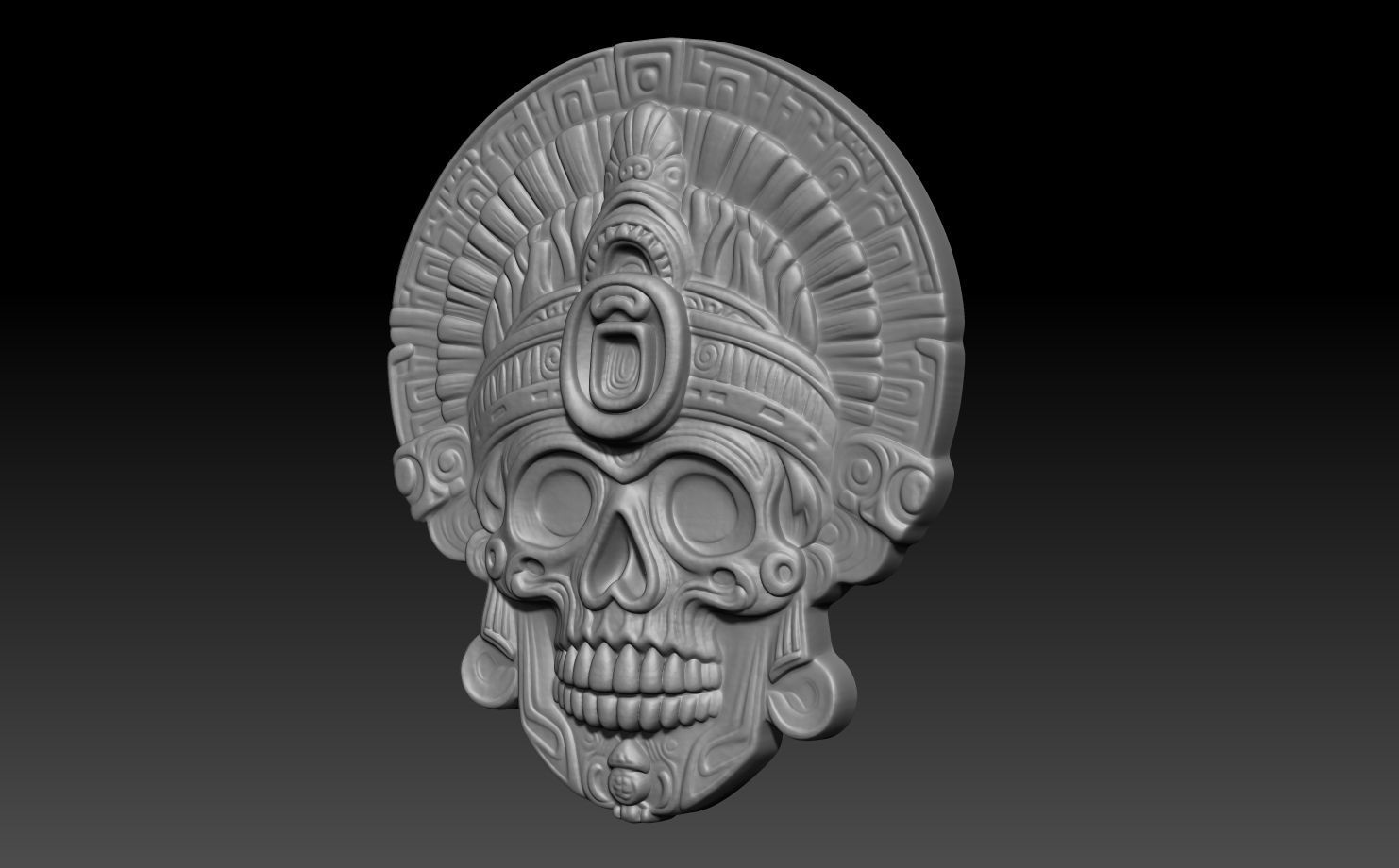 Mayan Skull basrelief 240517 02 3D print model_1