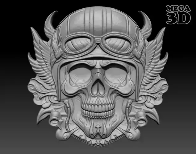 Biker Skull basrelief 240517 09
