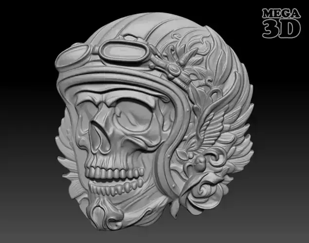 Biker Skull basrelief 240517 08