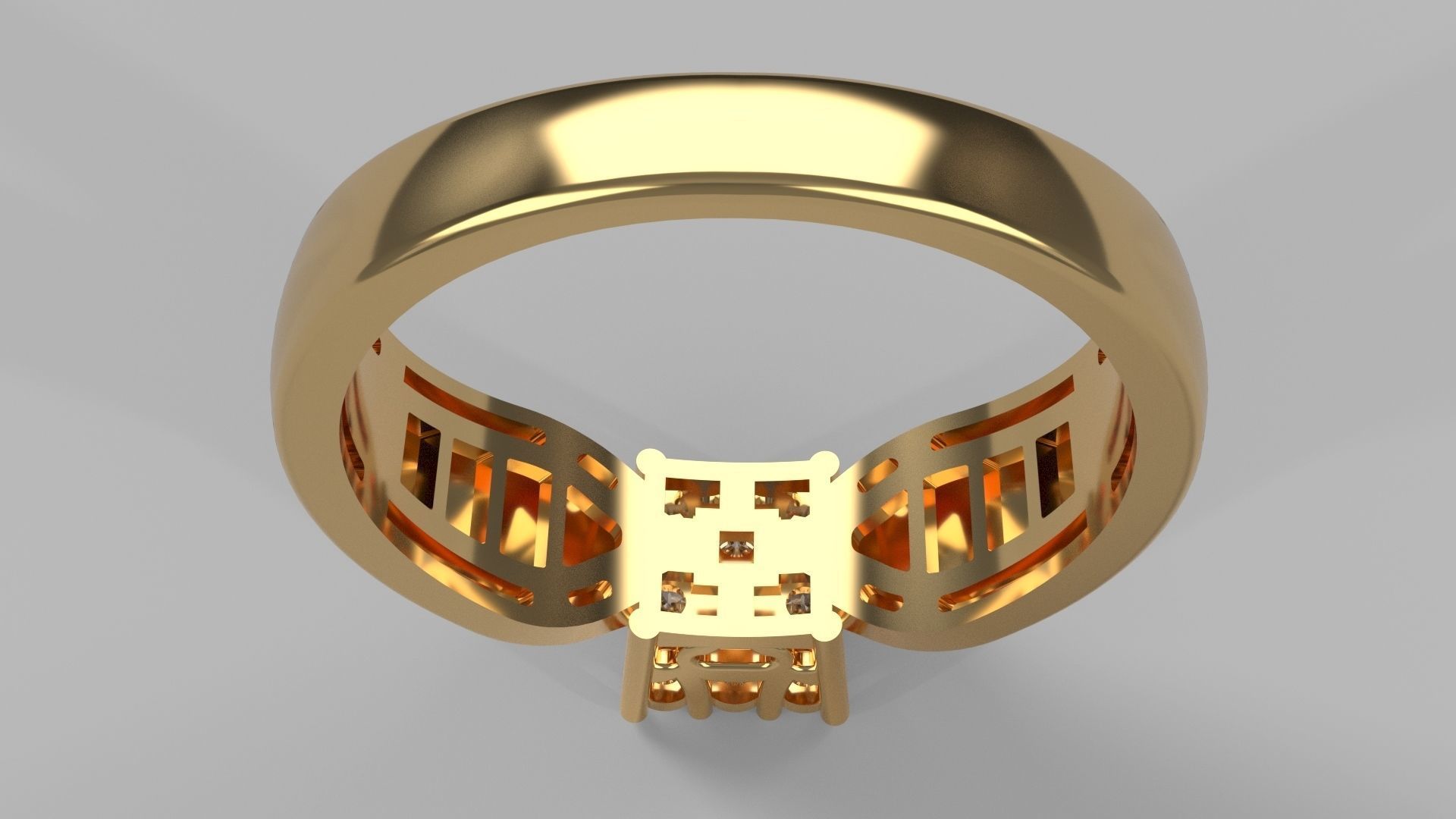 Gold ring with diamonds for women 3 3D print model_4